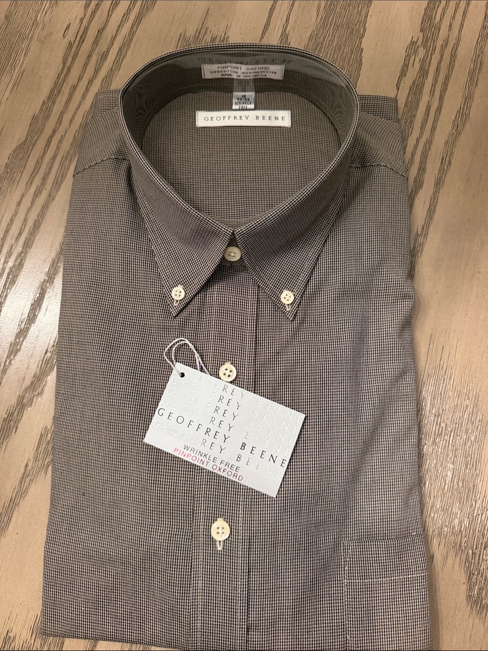 Geoffrey Beene Brown Micro-Pattern Button-Down Shirt